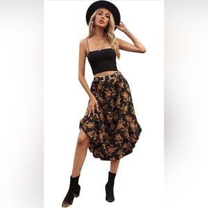 Black Floral Skirt
